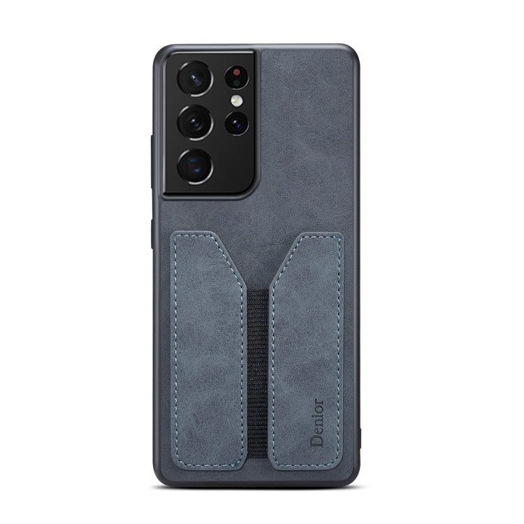 For Samsung Galaxy S23 Ultra 5G Denior DV Elastic Card PU Back Cover Phone Case(Grey) - Galaxy S23 Ultra 5G Cases by Denior | Online Shopping UK | buy2fix