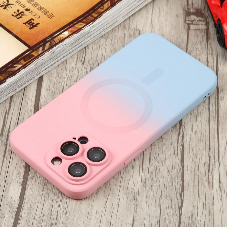 For iPhone 12 Pro Max Liquid TPU Silicone Gradient MagSafe Phone Case(Pink Blue) - iPhone 12 Pro Max Cases by buy2fix | Online Shopping UK | buy2fix