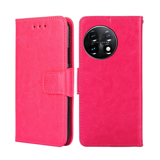 For OnePlus 11 Crystal Texture Leather Phone Case(Rose Red) - OnePlus Cases by buy2fix | Online Shopping UK | buy2fix