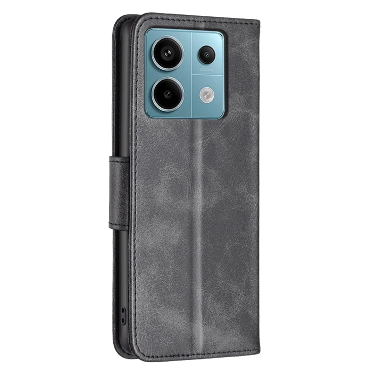 For Xiaomi Redmi Note 13 Pro 4G Global Lambskin Texture Pure Color Flip Leather Phone Case(Black) - Note 13 Pro Cases by buy2fix | Online Shopping UK | buy2fix