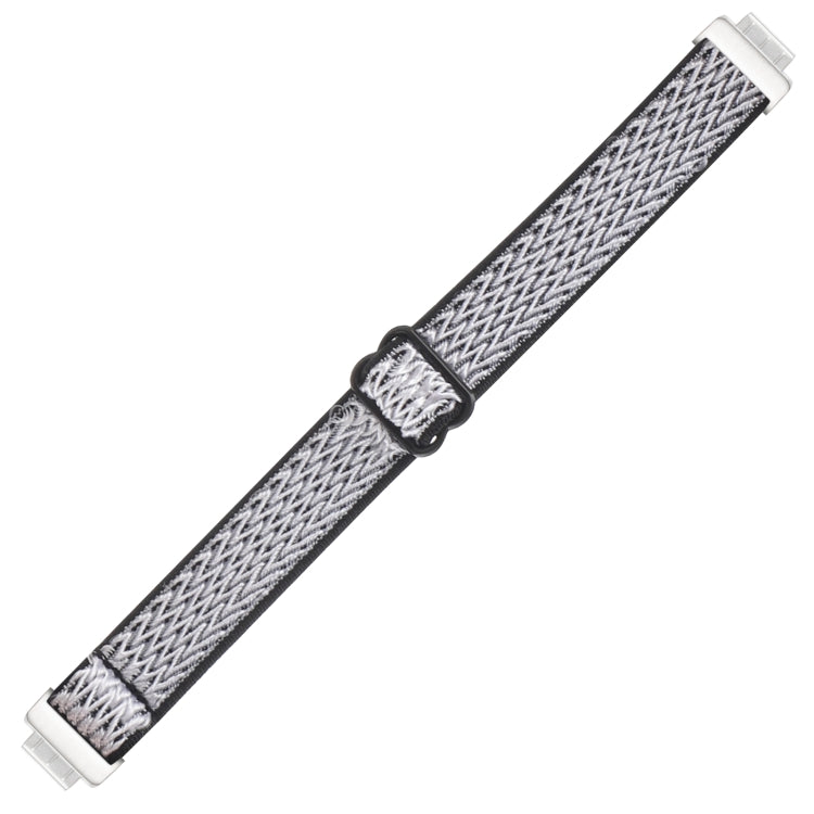 For Fitbit Inspire Buckle Wave Braided Nylon Watch Band(White Black) - Watch Bands by buy2fix | Online Shopping UK | buy2fix