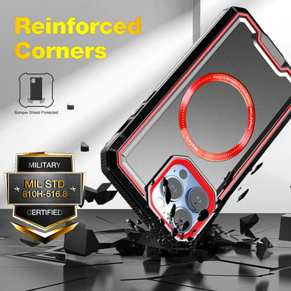 For iPhone 14 Pro Max Armour Two-color MagSafe Magnetic TPU + PC Phone Case(Black + Red) - iPhone 14 Pro Max Cases by buy2fix | Online Shopping UK | buy2fix