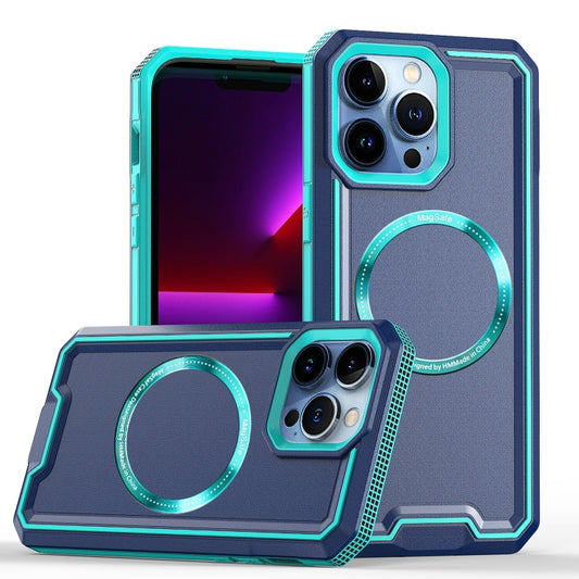 For iPhone 14 Plus Armour Two-color MagSafe Magnetic TPU + PC Phone Case(Light Blue + Blue) - iPhone 14 Plus Cases by buy2fix | Online Shopping UK | buy2fix