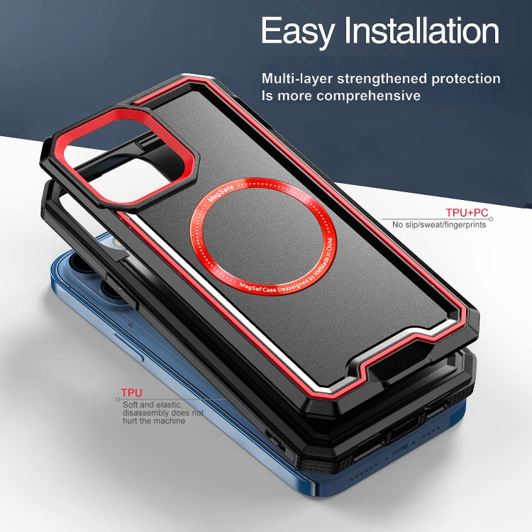 For iPhone 11 Pro Armour Two-color MagSafe Magnetic TPU + PC Phone Case(Black + Red) - iPhone 11 Pro Cases by buy2fix | Online Shopping UK | buy2fix