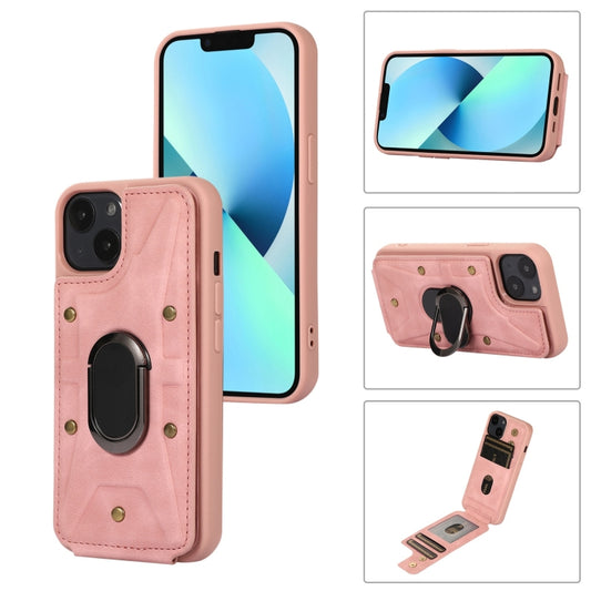 For iPhone 14 Plus Armor Ring Wallet Back Cover Phone Case(Pink) - iPhone 14 Plus Cases by buy2fix | Online Shopping UK | buy2fix