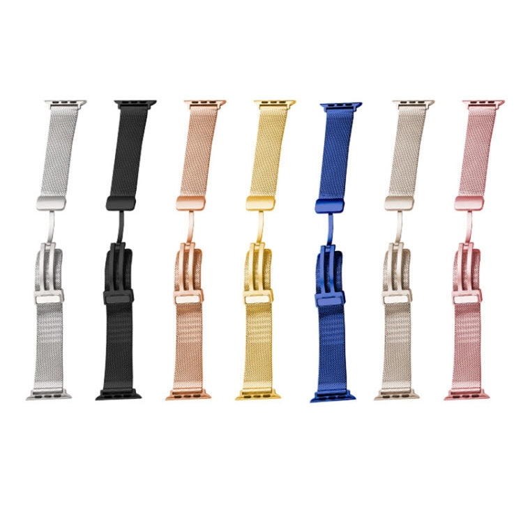 Milan Fold Buckle Metal Watch Band For Apple Watch Series 9&8&7 41mm / SE 3&SE 2&6&SE&5&4 40mm / 3&2&1 38mm (Orange Green) - Watch Bands by buy2fix | Online Shopping UK | buy2fix