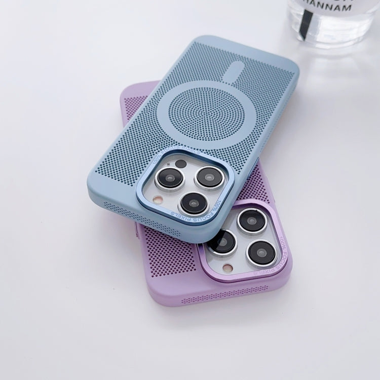 For iPhone 12 Pro Grid Cooling MagSafe Magnetic Phone Case(Grey Blue) - iPhone 12 / 12 Pro Cases by buy2fix | Online Shopping UK | buy2fix