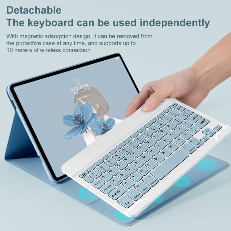 For Lenovo Tab M10 Plus 10.6 3rd Gen 2022 LX106 Square Keys Detachable Bluetooth Keyboard Leather Tablet Case(Blue) - Lenovo Keyboard by buy2fix | Online Shopping UK | buy2fix