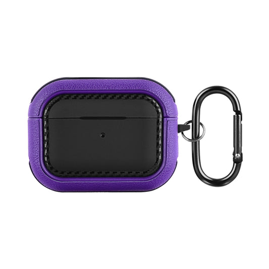 For AirPods Pro Leather Texture Earphone Protective Case(Black Purple) - For AirPods Pro by buy2fix | Online Shopping UK | buy2fix