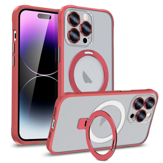 For iPhone 11 Metal Eyes Series MagSafe Magnetic Holder Phone Case(Red) - iPhone 11 Cases by buy2fix | Online Shopping UK | buy2fix