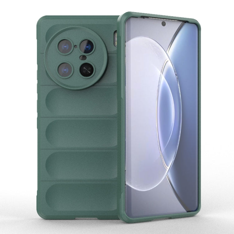 For vivo X90 Pro 5G Magic Shield TPU + Flannel Phone Case(Dark Green) - vivo Cases by buy2fix | Online Shopping UK | buy2fix