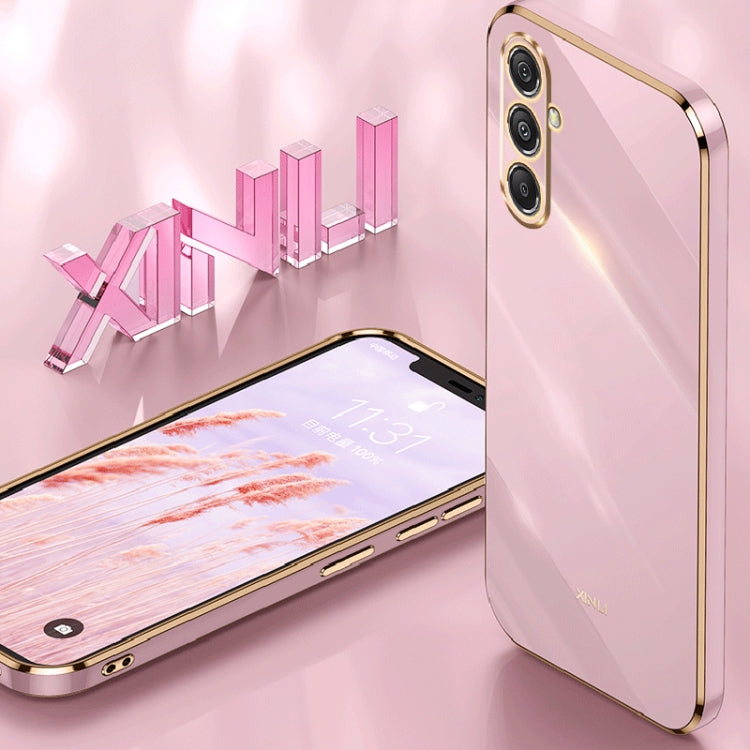 For Samsung Galaxy S23 FE 5G XINLI Straight Edge 6D Electroplate TPU Phone Case(Pink) - Galaxy S23 FE 5G Cases by XINLI | Online Shopping UK | buy2fix