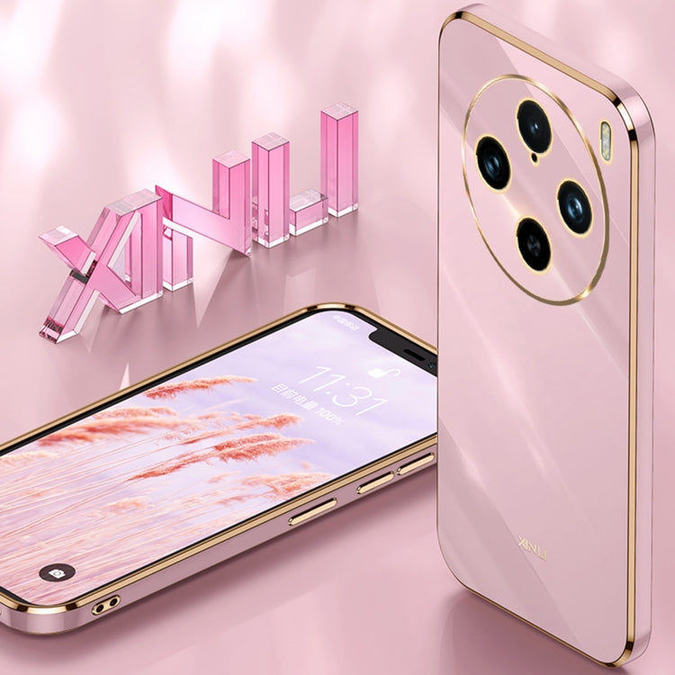 For vivo X100 Pro 5G XINLI Straight Edge 6D Electroplate TPU Phone Case with Ring Holder(White) - X100 Pro Cases by XINLI | Online Shopping UK | buy2fix