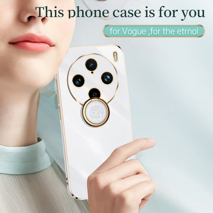 For vivo X100 Pro 5G XINLI Straight Edge 6D Electroplate TPU Phone Case with Ring Holder(Mint Green) - X100 Pro Cases by XINLI | Online Shopping UK | buy2fix