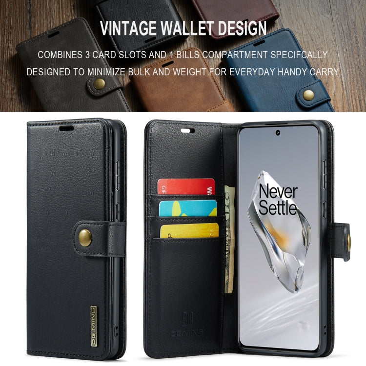 For OnePlus 12 DG.MING Crazy Horse Texture Detachable Magnetic Leather Case(Black) - OnePlus Cases by DG.MING | Online Shopping UK | buy2fix