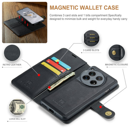 For OnePlus 12 DG.MING Crazy Horse Texture Detachable Magnetic Leather Case(Black) - OnePlus Cases by DG.MING | Online Shopping UK | buy2fix