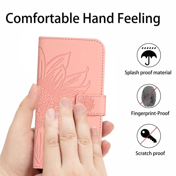 For Xiaomi Redmi Note 13 Pro 4G Global Skin Feel Sun Flower Embossed Flip Leather Phone Case with Lanyard(Pink) - Note 13 Pro Cases by buy2fix | Online Shopping UK | buy2fix