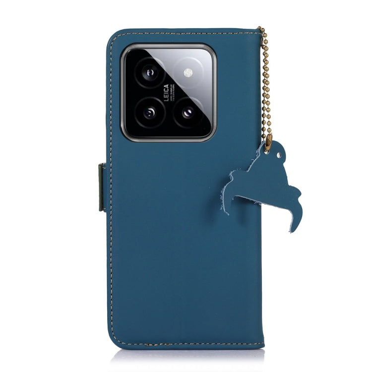 For Xiaomi 14 Pro Genuine Leather Magnetic RFID Leather Phone Case(Blue) - 14 Pro Cases by buy2fix | Online Shopping UK | buy2fix