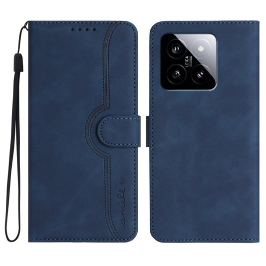 For Xiaomi 14 Heart Pattern Skin Feel Leather Phone Case(Royal Blue) - 14 Cases by buy2fix | Online Shopping UK | buy2fix
