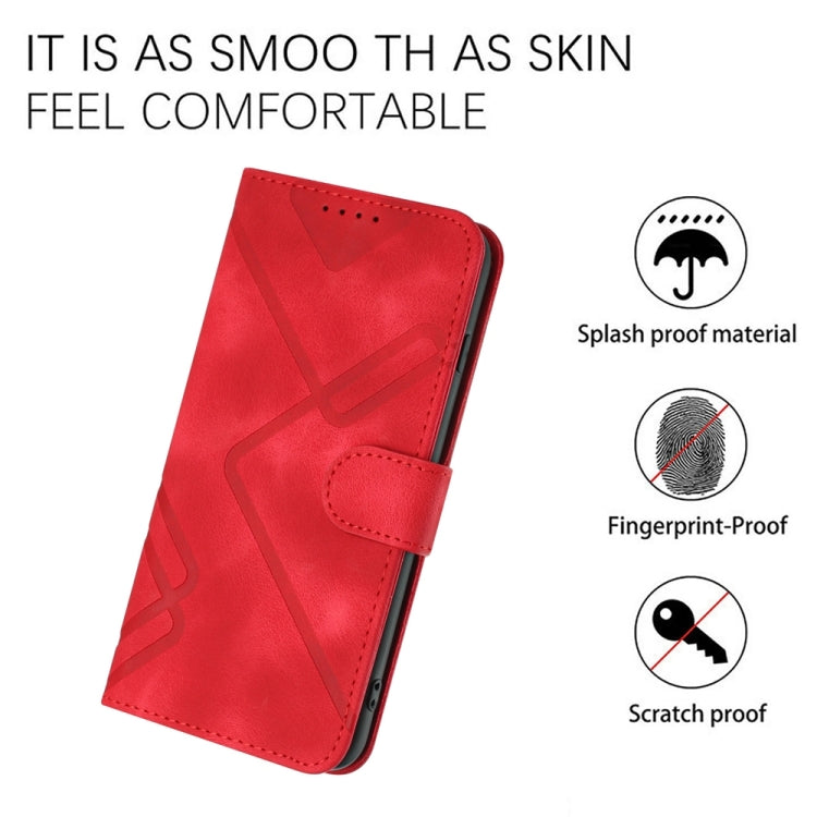 For Motorola Moto G Stylus 5G 2024 Line Pattern Skin Feel Leather Phone Case(Red) - Motorola Cases by buy2fix | Online Shopping UK | buy2fix