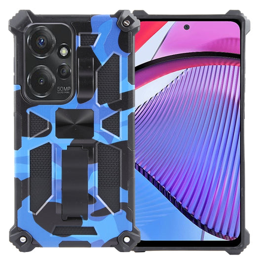 For Motorola Moto G Power 5G 2024 Camouflage Armor Kickstand TPU + PC Magnetic Phone Case(Dark Blue) - Motorola Cases by buy2fix | Online Shopping UK | buy2fix