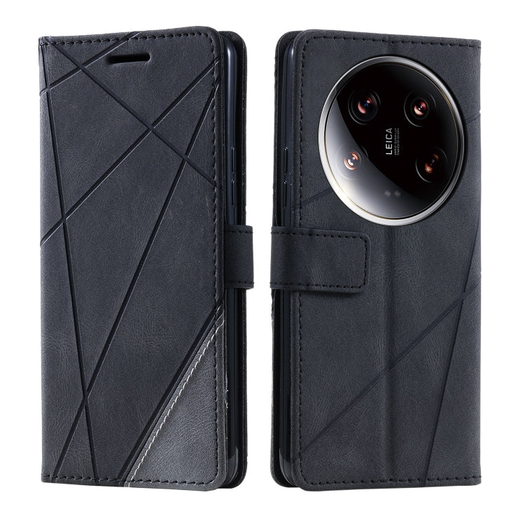 For Xiaomi 14 Ultra Skin Feel Splicing Leather Phone Case(Black) - 14 Ultra Cases by buy2fix | Online Shopping UK | buy2fix