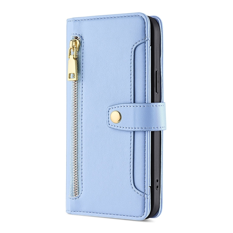 For Xiaomi Redmi K60 Ultra Sheep Texture Cross-body Zipper Wallet Leather Phone Case(Blue) - Redmi K60 Ultra Cases by buy2fix | Online Shopping UK | buy2fix