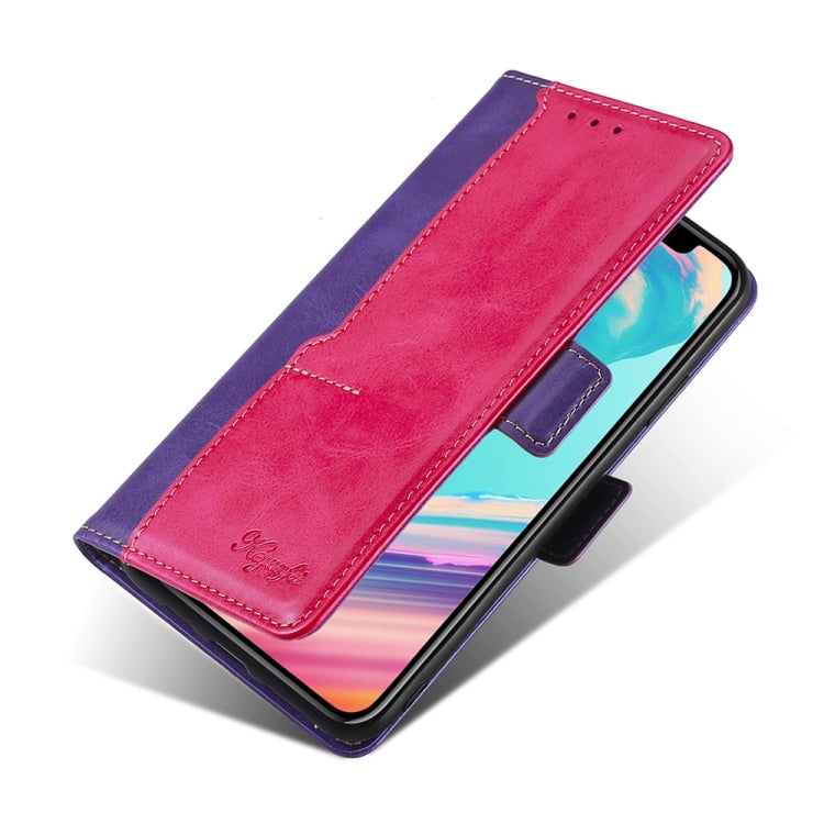 For Xiaomi Redmi Note 12S 4G Contrast Color Side Buckle Leather Phone Case(Purple + Rose Red) - Xiaomi Cases by buy2fix | Online Shopping UK | buy2fix