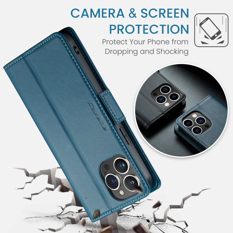 For iPhone 15 Pro Max CaseMe 023 Butterfly Buckle Litchi Texture RFID Anti-theft Leather Phone Case(Blue) - iPhone 15 Pro Max Cases by CaseMe | Online Shopping UK | buy2fix