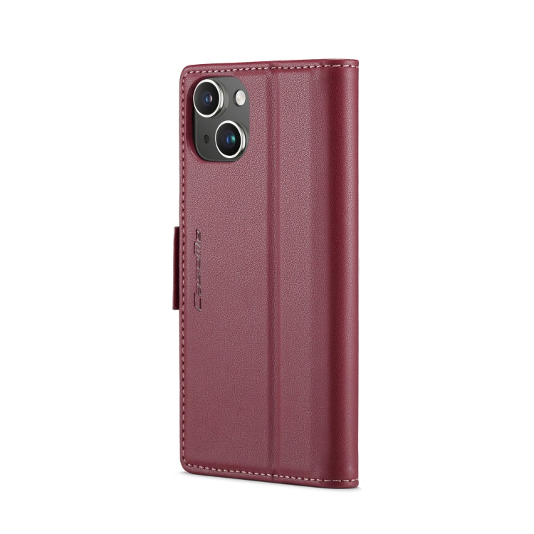 For iPhone 15 Plus CaseMe 023 Butterfly Buckle Litchi Texture RFID Anti-theft Leather Phone Case(Wine Red) - iPhone 15 Plus Cases by CaseMe | Online Shopping UK | buy2fix