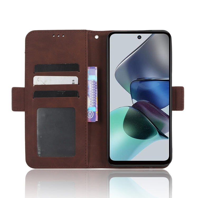 For Motorola Moto G53 / G13 Skin Feel Calf Texture Card Slots Leather Phone Case(Brown) - Motorola Cases by buy2fix | Online Shopping UK | buy2fix