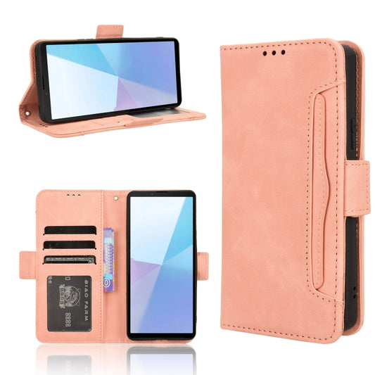 For Sony Xperia 10 VI 2024 Skin Feel Calf Texture Card Slots Leather Phone Case(Pink) - Sony Cases by buy2fix | Online Shopping UK | buy2fix