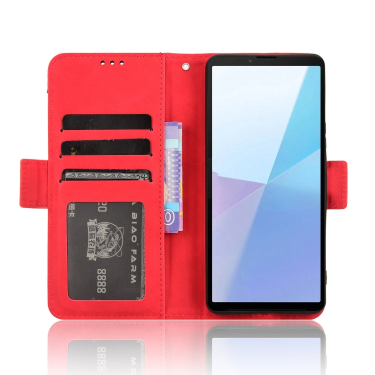 For Sony Xperia 10 VI 2024 Skin Feel Calf Texture Card Slots Leather Phone Case(Red) - Sony Cases by buy2fix | Online Shopping UK | buy2fix