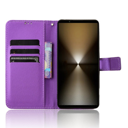 For Sony Xperia 1 VI 2024 Diamond Texture Leather Phone Case(Purple) - Sony Cases by buy2fix | Online Shopping UK | buy2fix