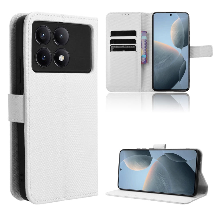 For Xiaomi Redmi K70 / K70 Pro Diamond Texture Leather Phone Case(White) - K70 Pro Cases by buy2fix | Online Shopping UK | buy2fix