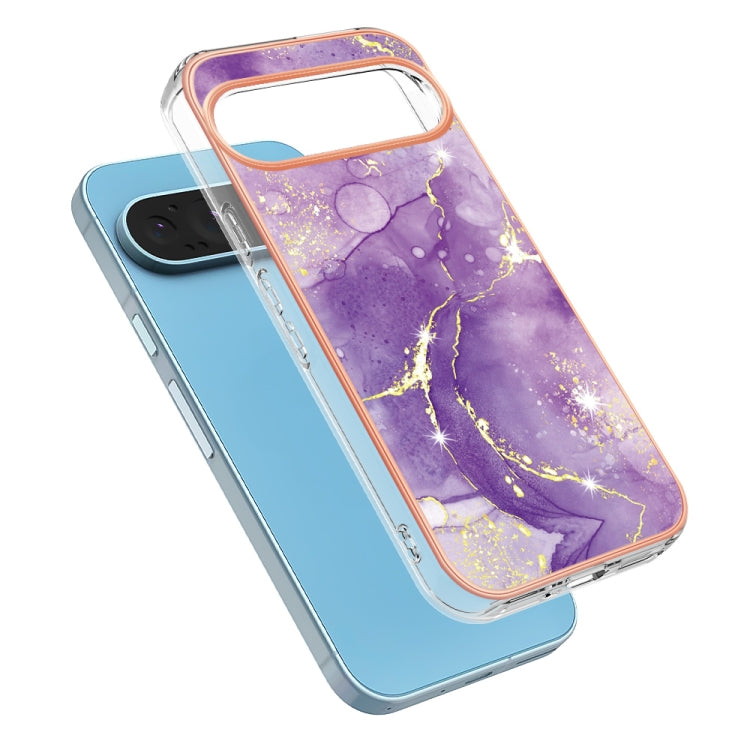 For Google Pixel 9 / 9 Pro Electroplating Marble Dual-side IMD Phone Case(Purple 002) - Google Cases by buy2fix | Online Shopping UK | buy2fix