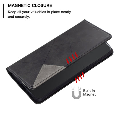 For Xiaomi Redmi A3 Rhombus Texture Magnetic Leather Phone Case(Black) - Xiaomi Cases by buy2fix | Online Shopping UK | buy2fix