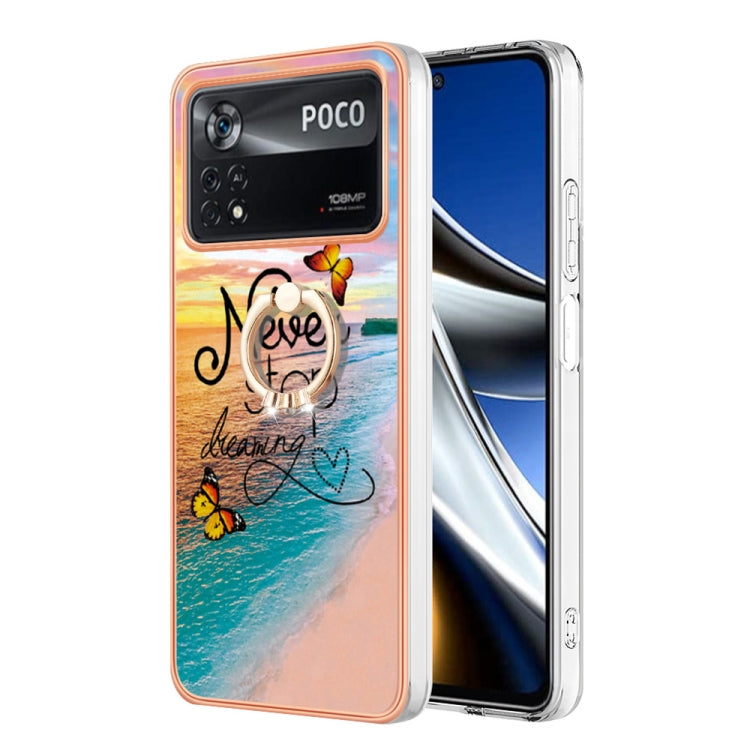 For Xiaomi Poco X4 Pro 5G Electroplating IMD TPU Phone Case with Ring(Dream Butterfly) - Xiaomi Cases by buy2fix | Online Shopping UK | buy2fix