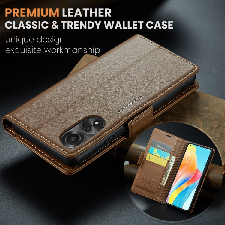 For OPPO A78 4G CaseMe 023 Butterfly Buckle Litchi Texture RFID Anti-theft Leather Phone Case(Brown) - OPPO Cases by CaseMe | Online Shopping UK | buy2fix