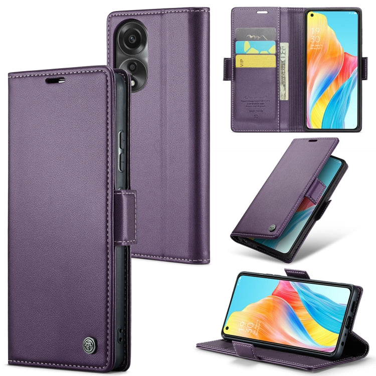 For OPPO A78 4G CaseMe 023 Butterfly Buckle Litchi Texture RFID Anti-theft Leather Phone Case(Pearly Purple) - OPPO Cases by CaseMe | Online Shopping UK | buy2fix