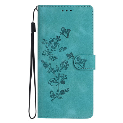 For iPhone 16 Pro Max Flower Butterfly Embossing Pattern Leather Phone Case(Sky Blue) - iPhone 16 Pro Max Cases by buy2fix | Online Shopping UK | buy2fix