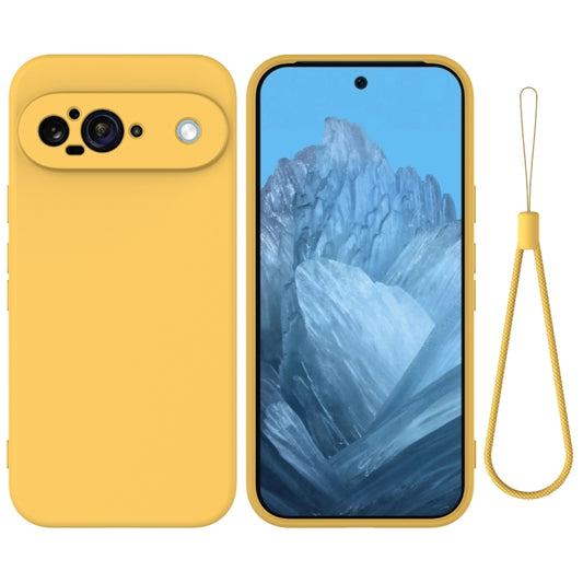 For Google Pixel 9 Pure Color Liquid Silicone Shockproof Phone Case(Yellow) - Google Cases by buy2fix | Online Shopping UK | buy2fix