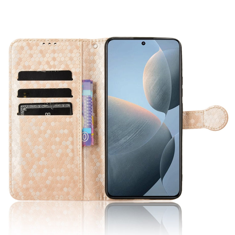 For Xiaomi Redmi K70 5G / K70 Pro 5G Honeycomb Dot Texture Leather Phone Case(Gold) - K70 Pro Cases by buy2fix | Online Shopping UK | buy2fix