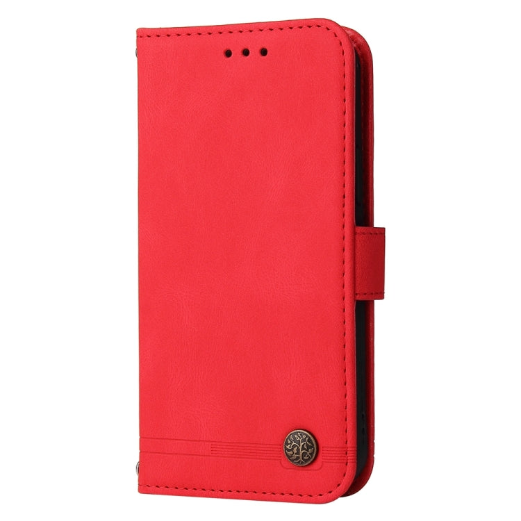 For Xiaomi Redmi Note13 Pro 5G Global Skin Feel Life Tree Metal Button Leather Phone Case(Red) - Note 13 Pro Cases by buy2fix | Online Shopping UK | buy2fix