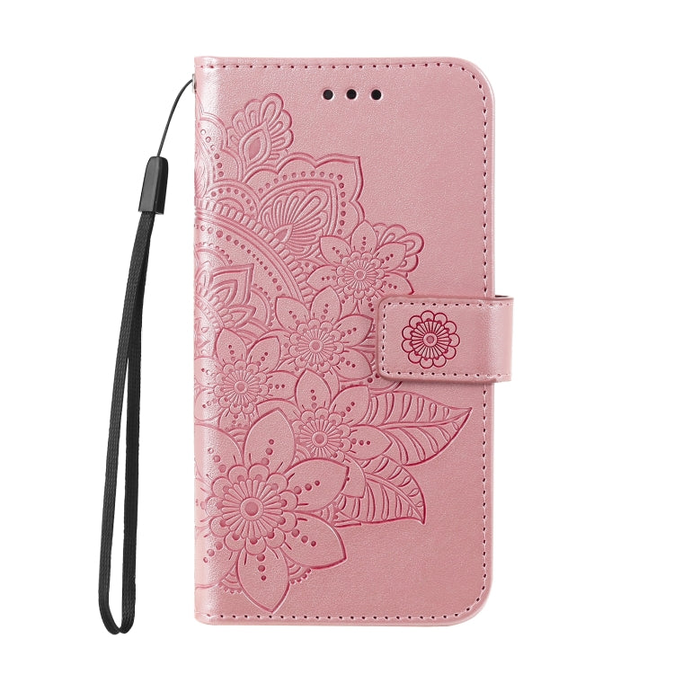 For Xiaomi Redmi K70 / K70 Pro 7-petal Flowers Embossing Leather Phone Case(Rose Gold) - K70 Pro Cases by buy2fix | Online Shopping UK | buy2fix