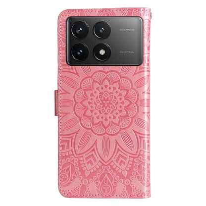 For Xiaomi Redmi K70 / K70 Pro Embossed Sunflower Leather Phone Case(Rose Gold) - K70 Pro Cases by buy2fix | Online Shopping UK | buy2fix