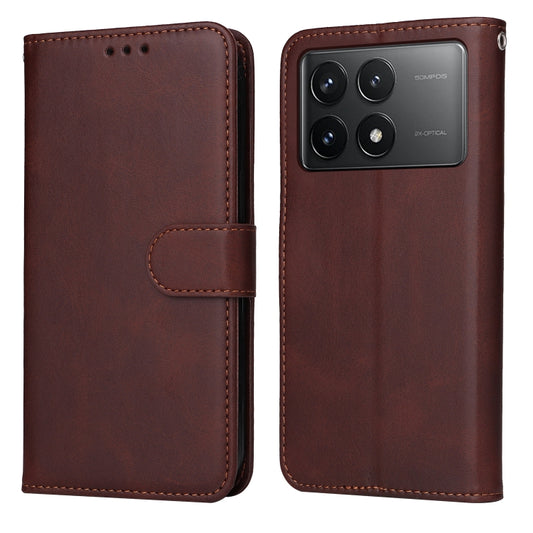 For Xiaomi Redmi K70 / K70 Pro Classic Calf Texture Flip Leather Phone Case(Brown) - K70 Pro Cases by buy2fix | Online Shopping UK | buy2fix