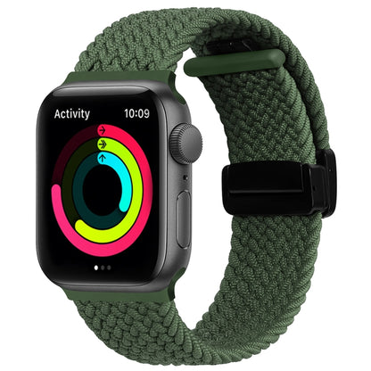 Magnetic Fold Clasp Woven Watch Band For Apple Watch 7 45mm(Green) - Watch Bands by buy2fix | Online Shopping UK | buy2fix