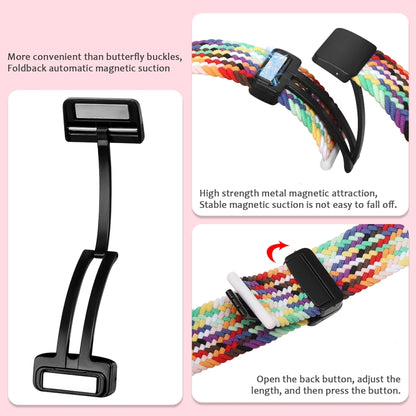 Magnetic Fold Clasp Woven Watch Band For Apple Watch SE 2022 44mm(Rainbow Color) - Watch Bands by buy2fix | Online Shopping UK | buy2fix