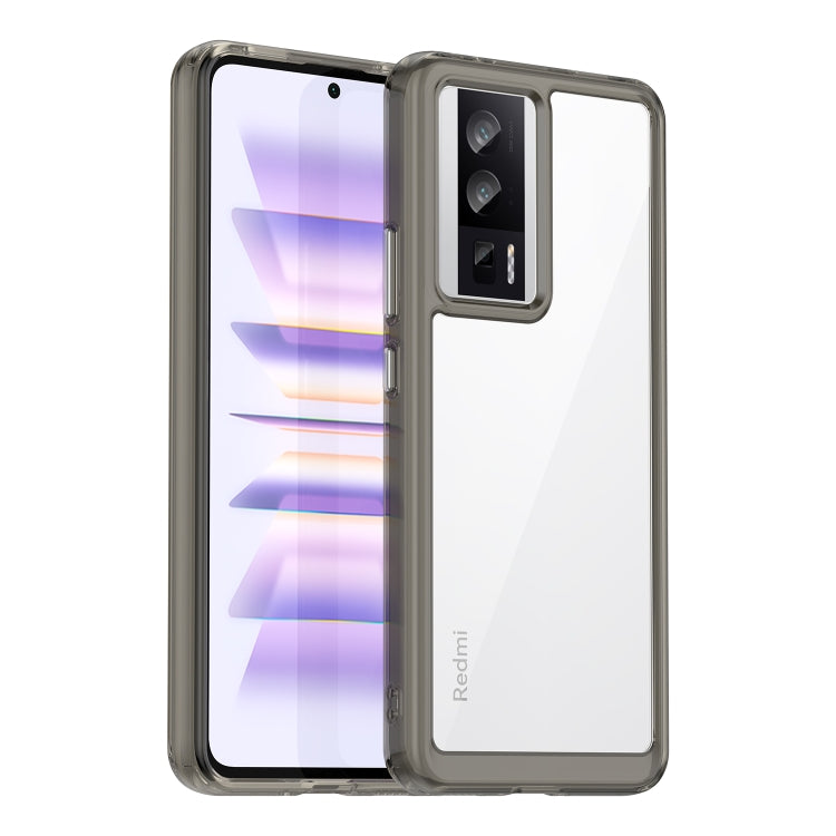 For Xiaomi Poco F5 Pro Colorful Series Acrylic Hybrid TPU Phone Case(Transparent Grey) - Xiaomi Cases by buy2fix | Online Shopping UK | buy2fix